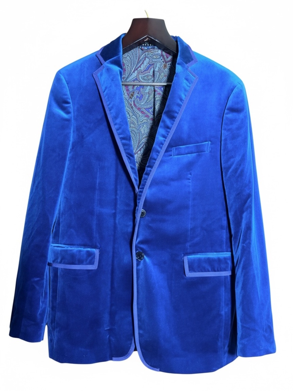 Etro Milano Peacock Blue Velvet Blazer Jacket Italian 56 US 46 XL